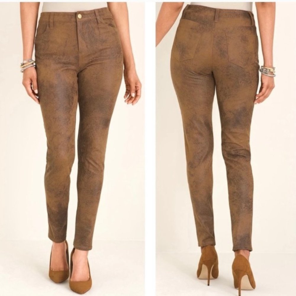 Chico's Faux-Suede 5-Pocket Slim Pants Color Luggage Size 2.5 / 14